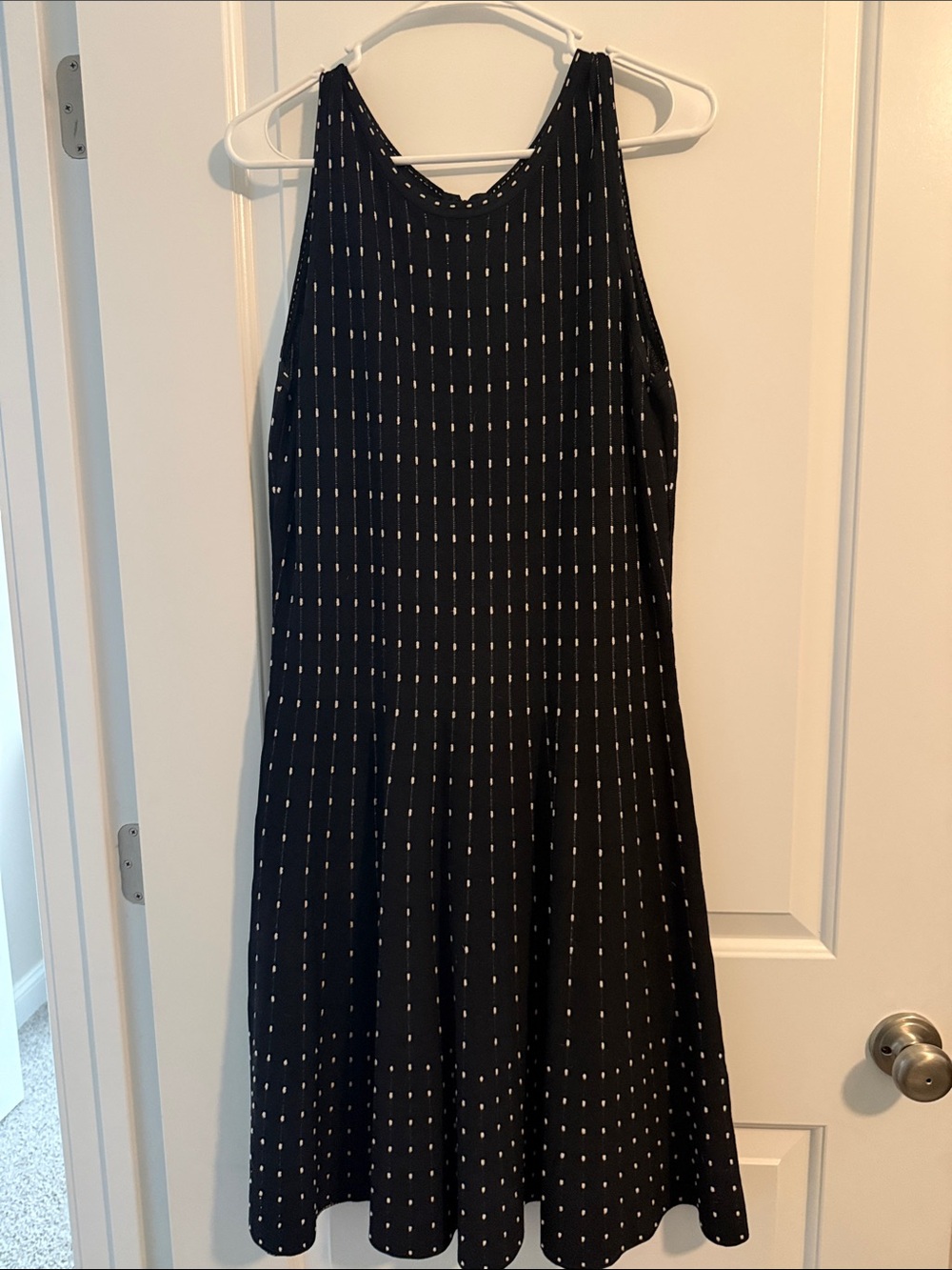 NIC+ZOE Polka Dot A-Line Dress Black White Classic Stretch Dress-size M